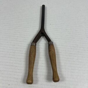 Antique Vintage Curling Iron Hair Crimpers Wood Handles